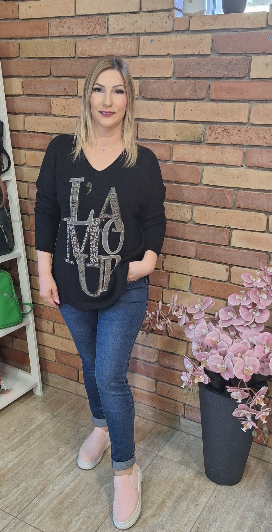 Finomkötésű feliratos felső (M-Xl)