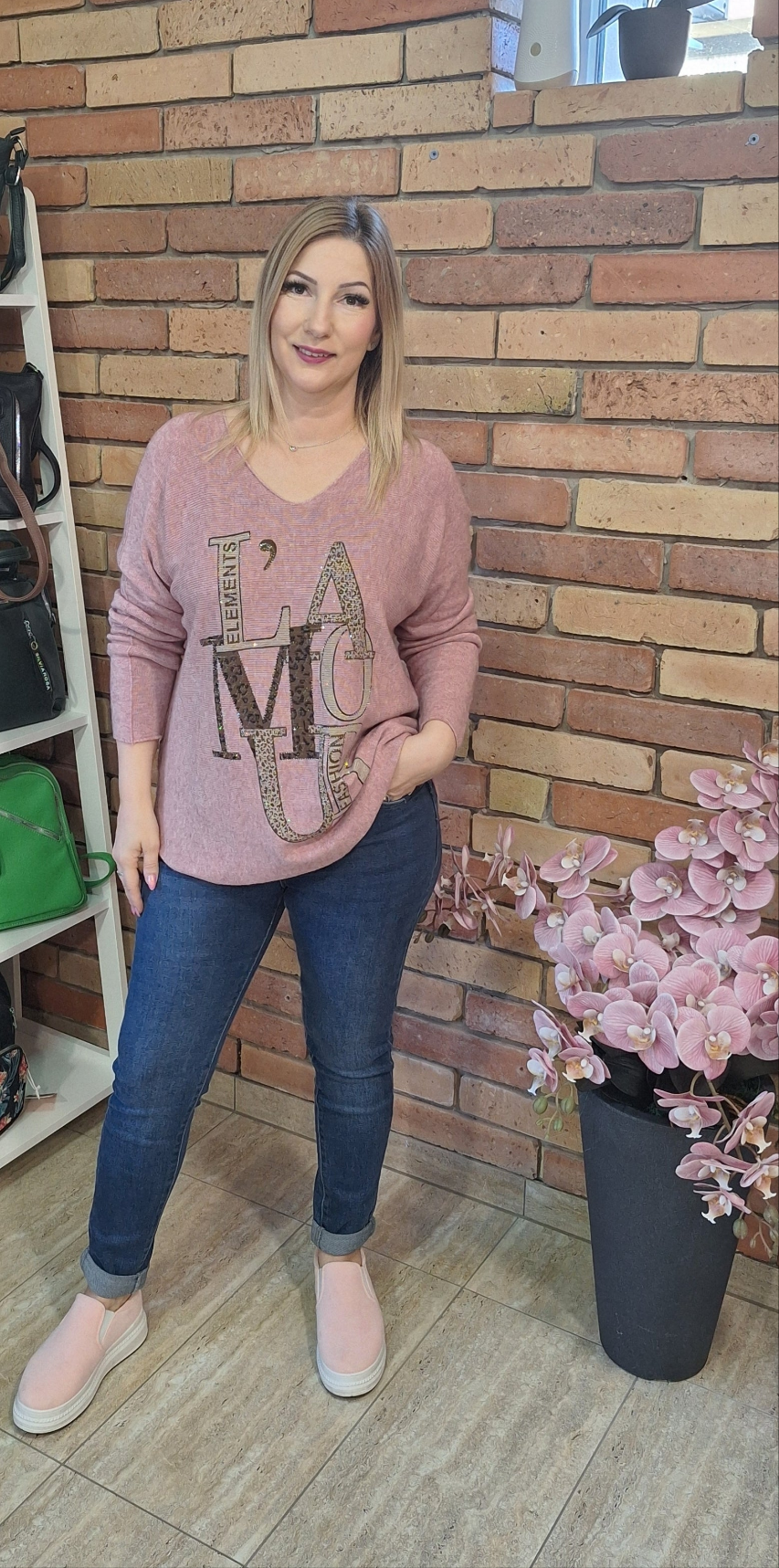 Finomkötésű feliratos felső (M-Xl)