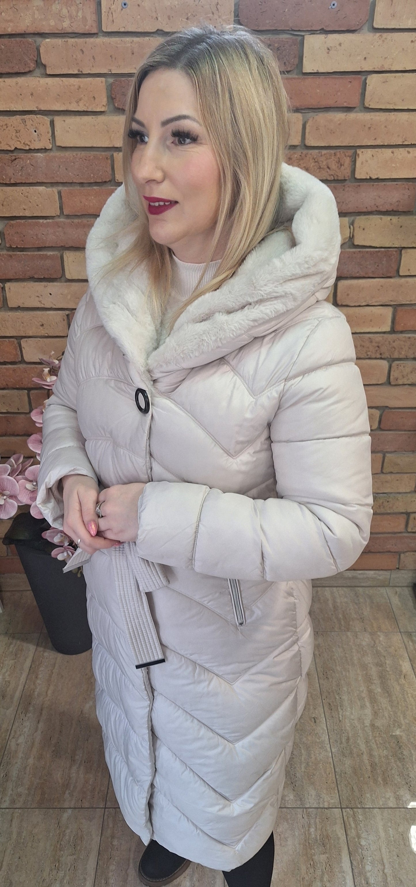 Szürkés-Fehér téli kabát