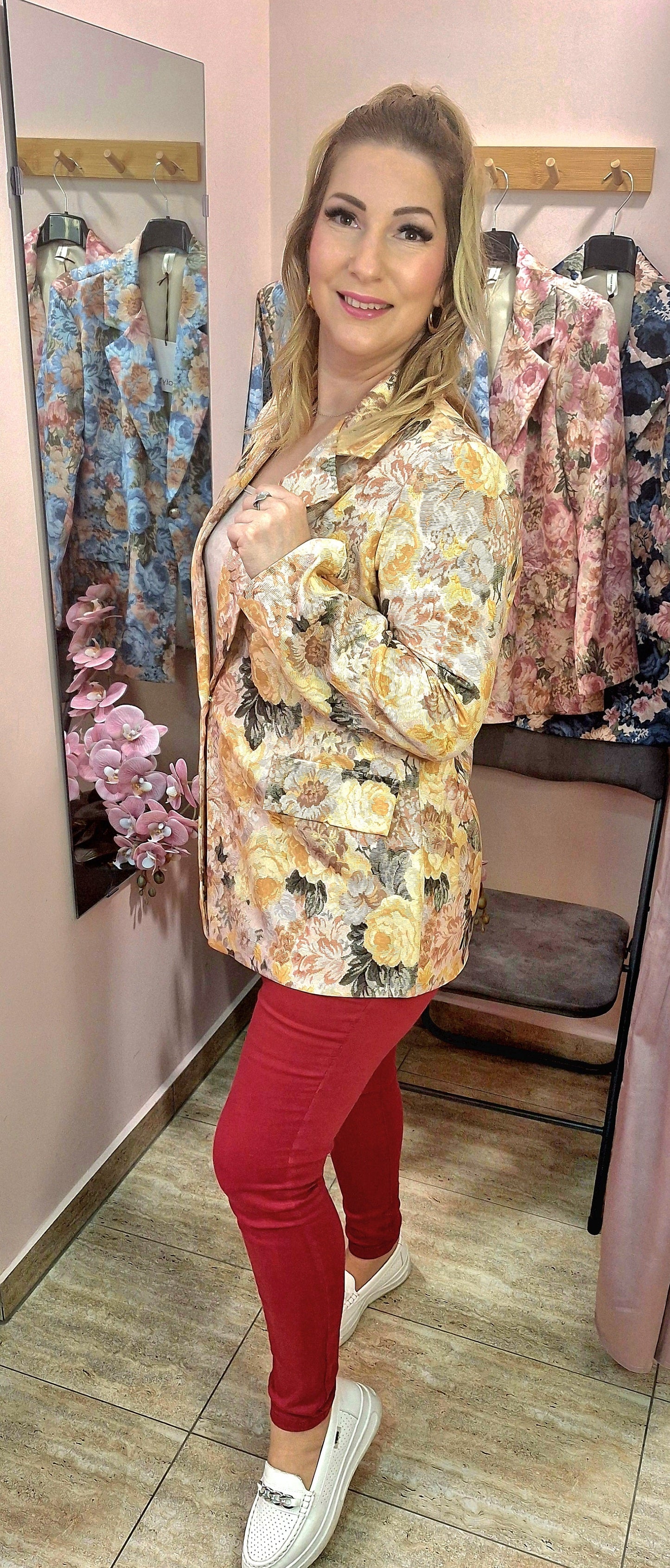 FLORA Virágos blézer (M-L-XL)