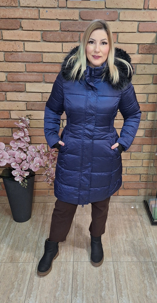 Metál Kék steppelt kabát