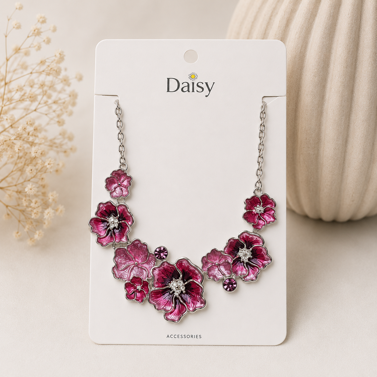 Daisy Blossom rózsaszín virágos női nyaklánc