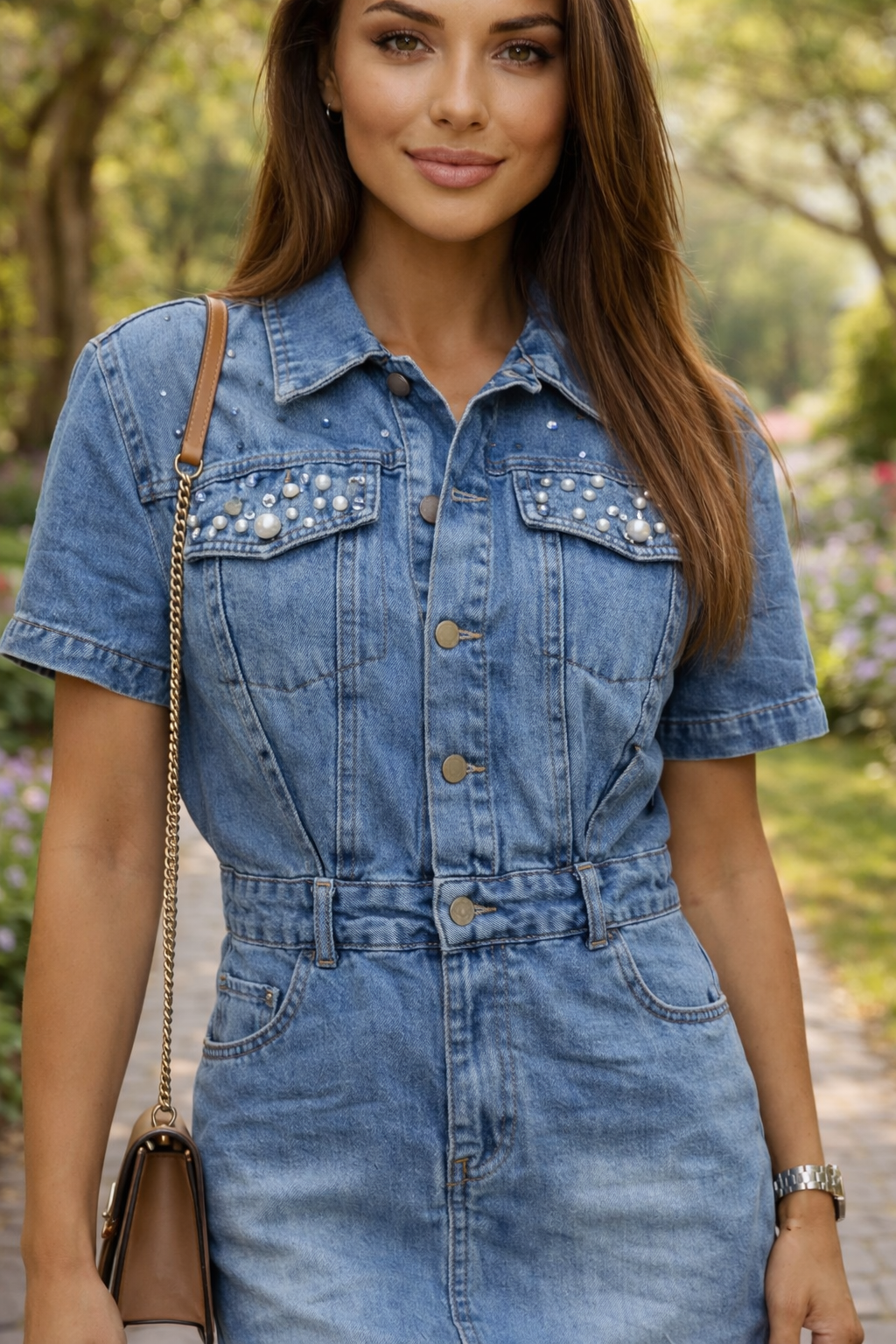 BELLA Denim köves farmer ruha