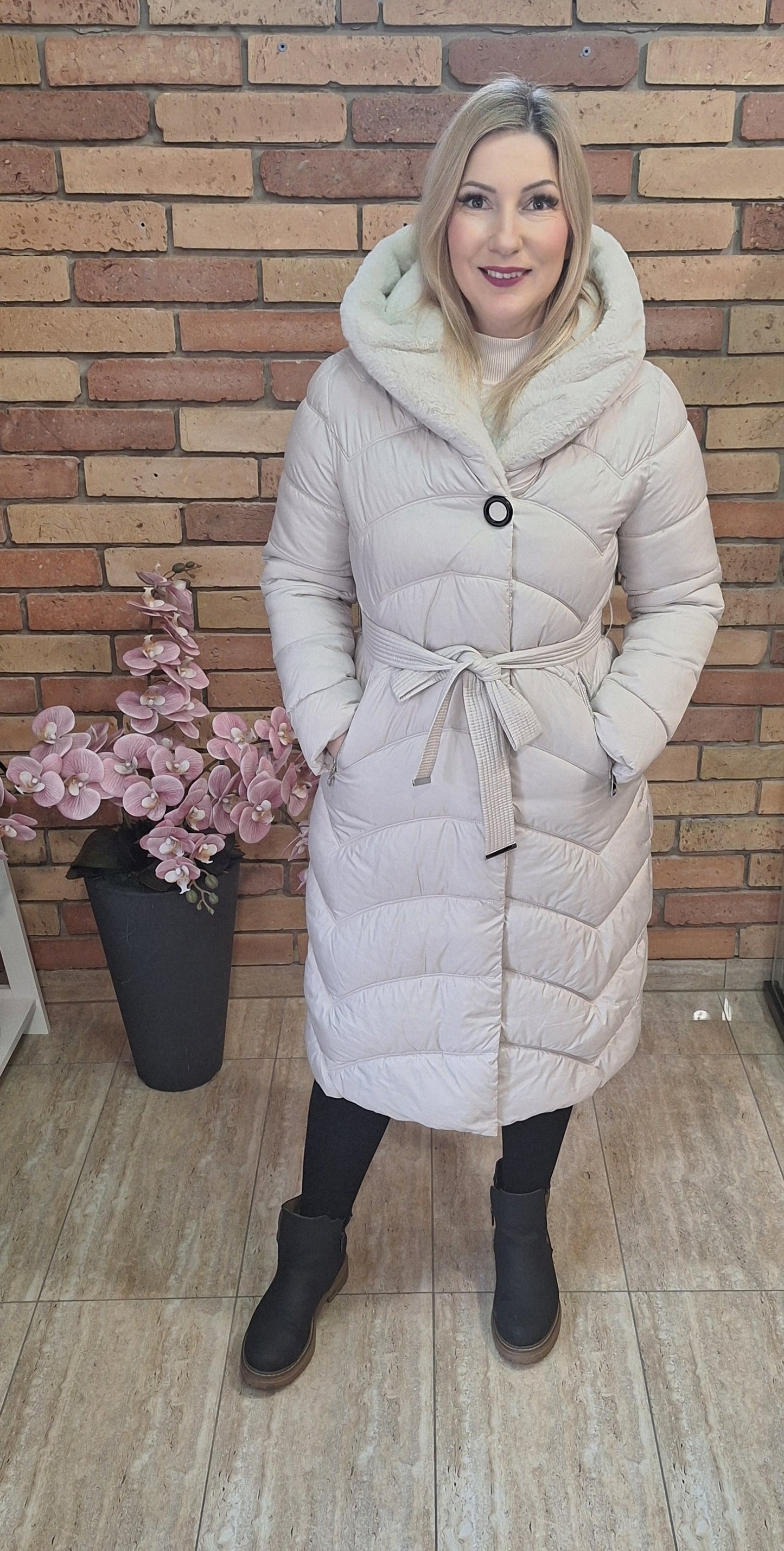 Szürkés-Fehér téli kabát