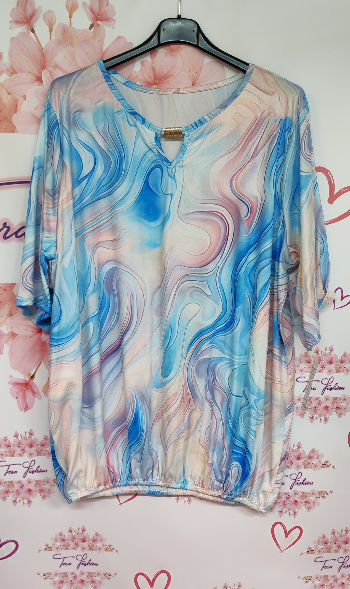 AQUARELLE Gumis aljú felső (L-XL-XXL)