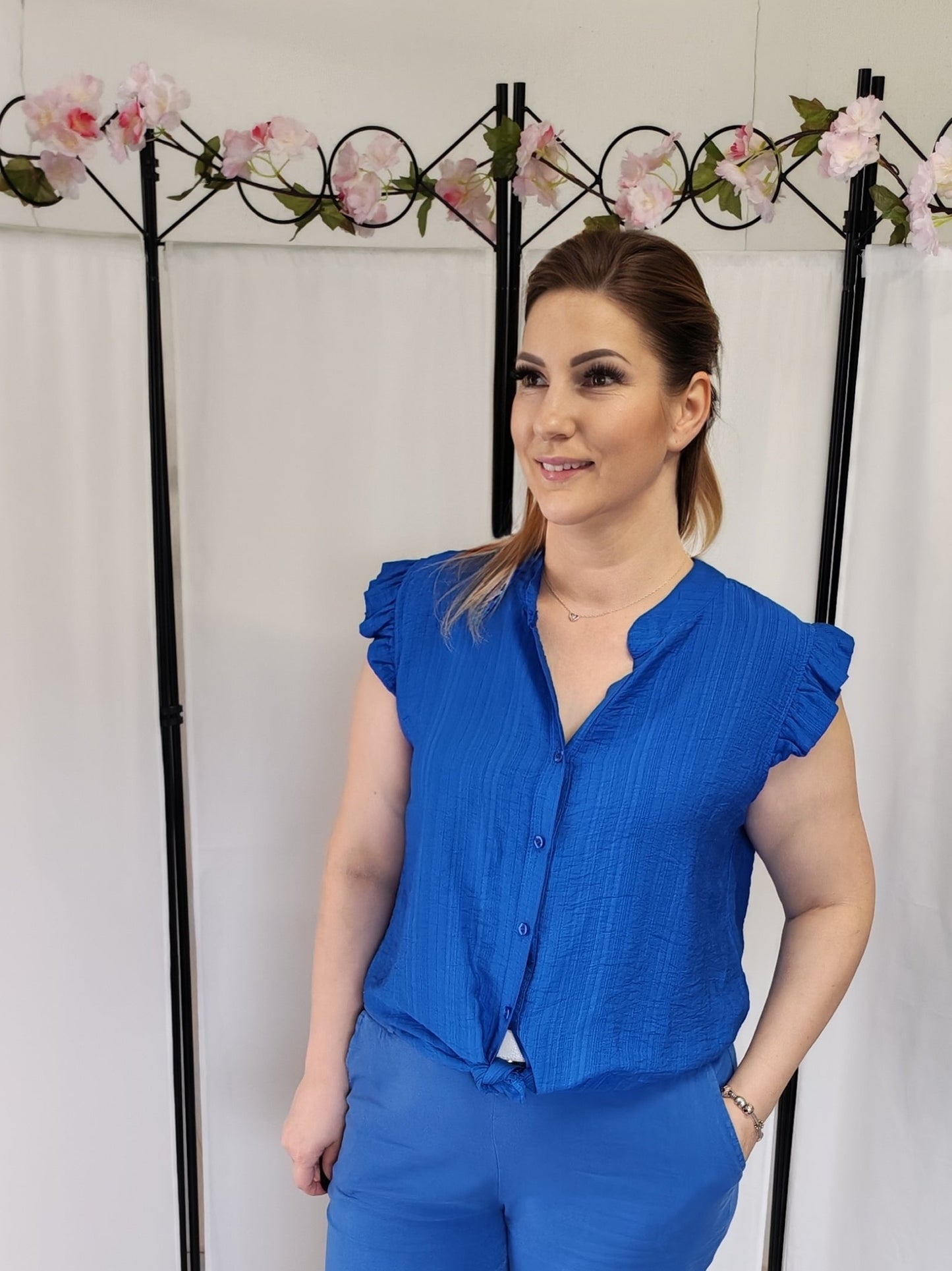 BELLA Breeze Fodros ujjú blúz