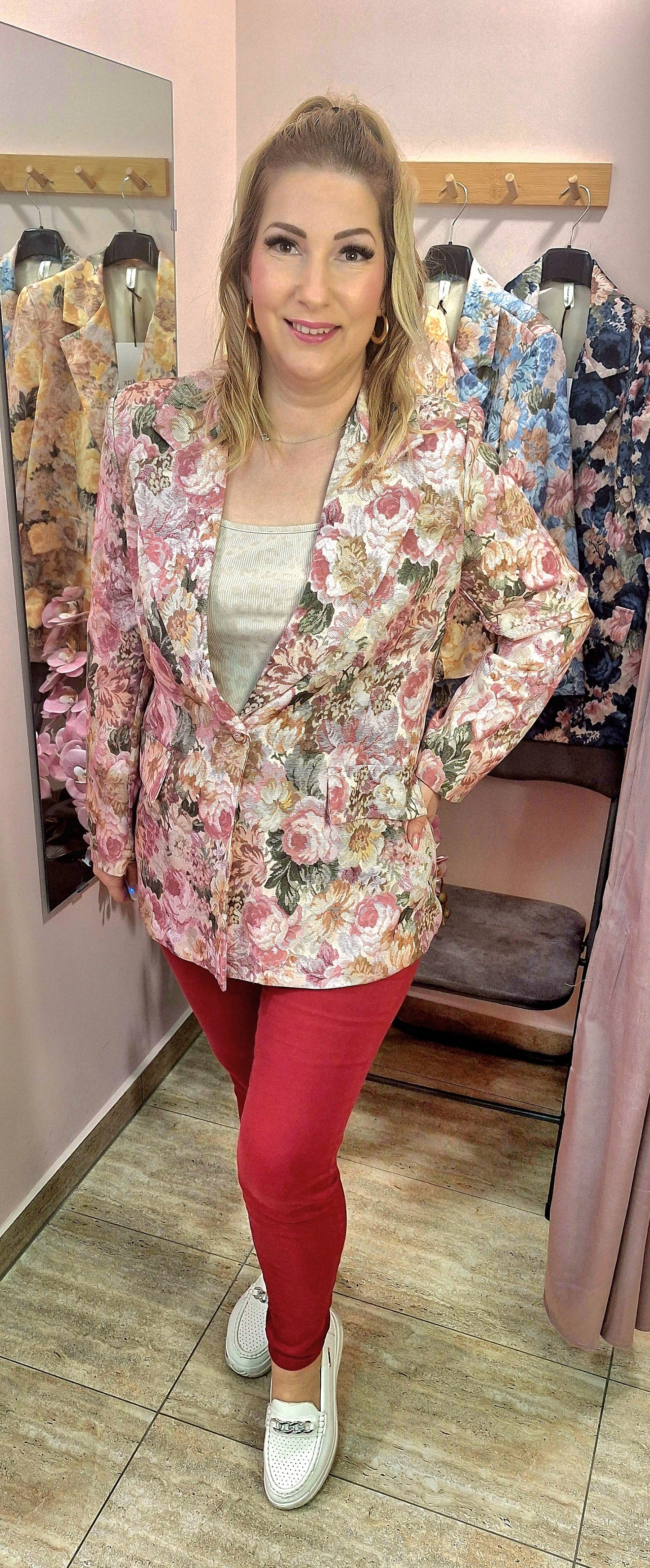 FLORA Virágos blézer (M-L-XL)