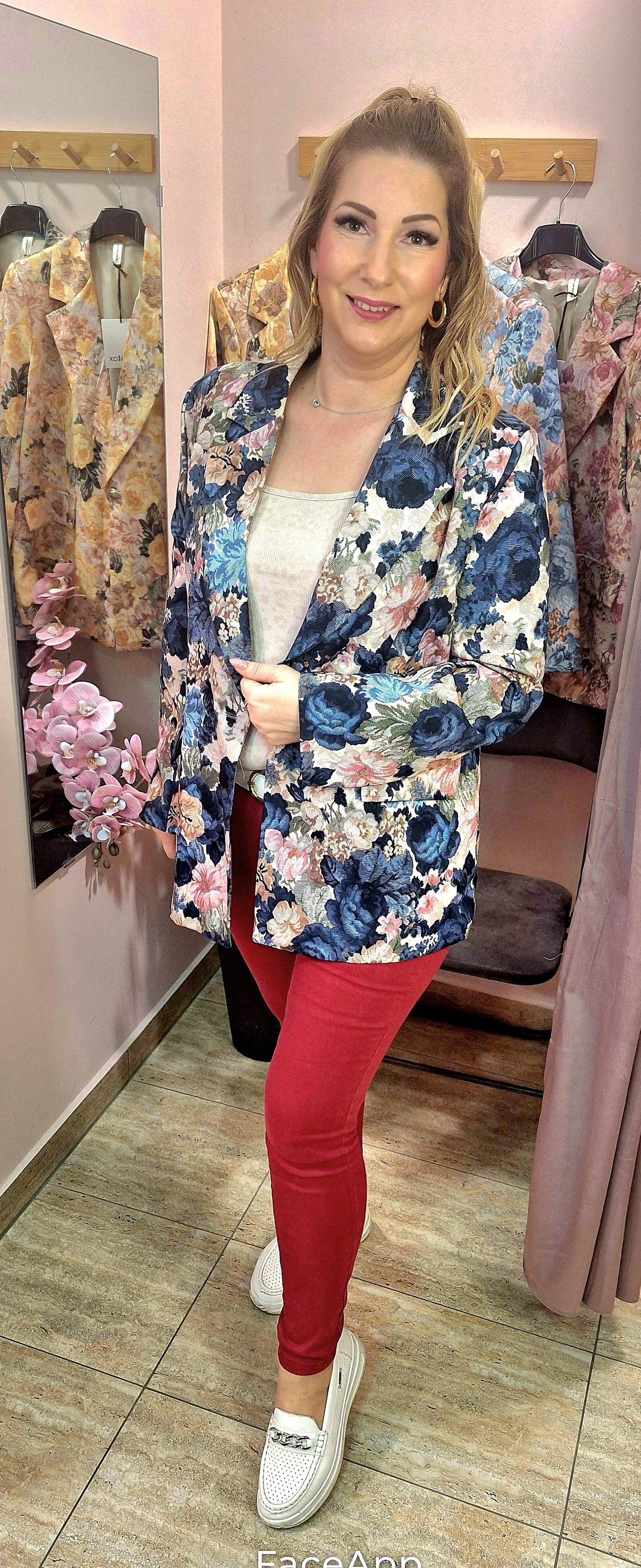 FLORA Virágos blézer (M-L-XL)