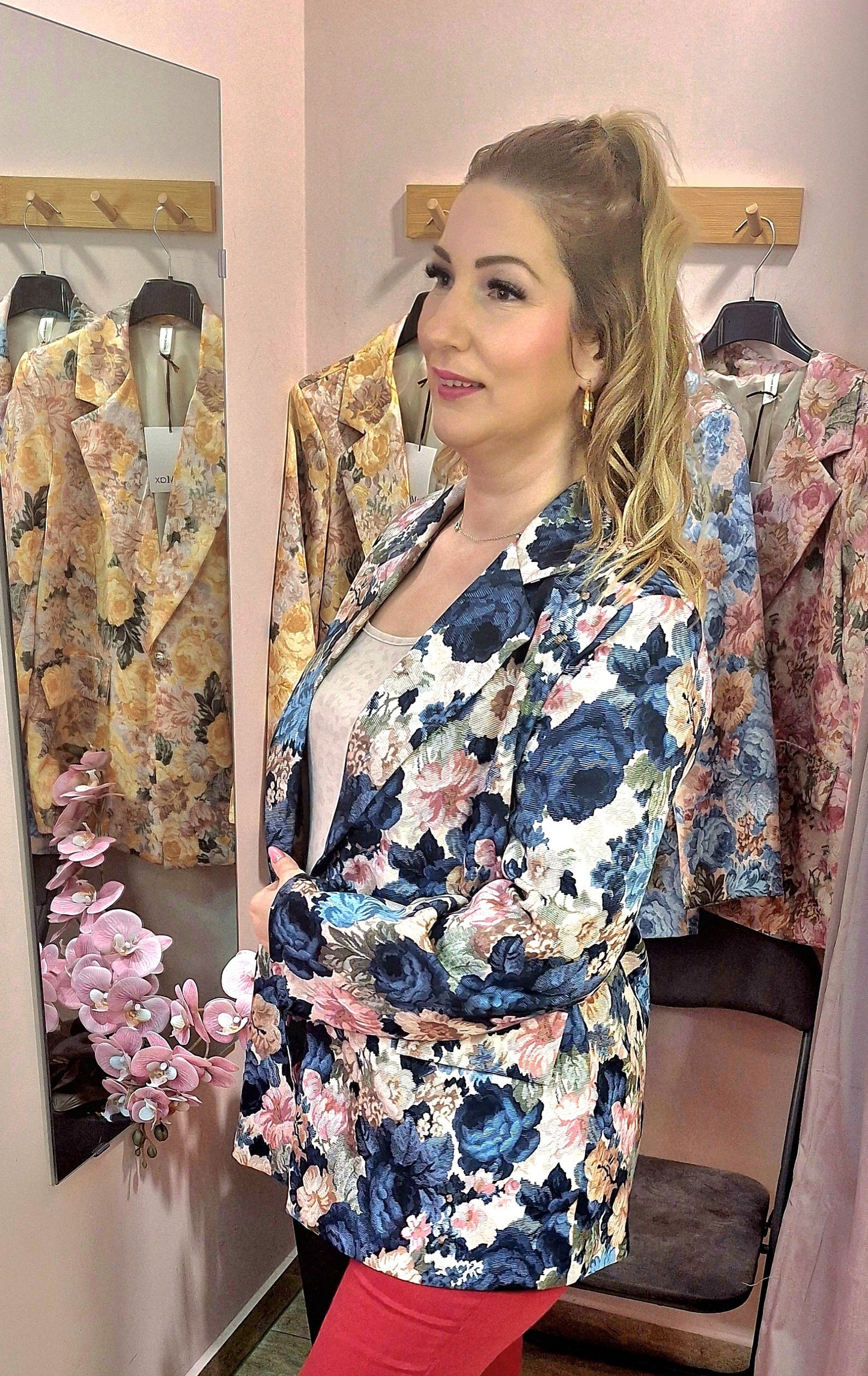 FLORA Virágos blézer (M-L-XL)