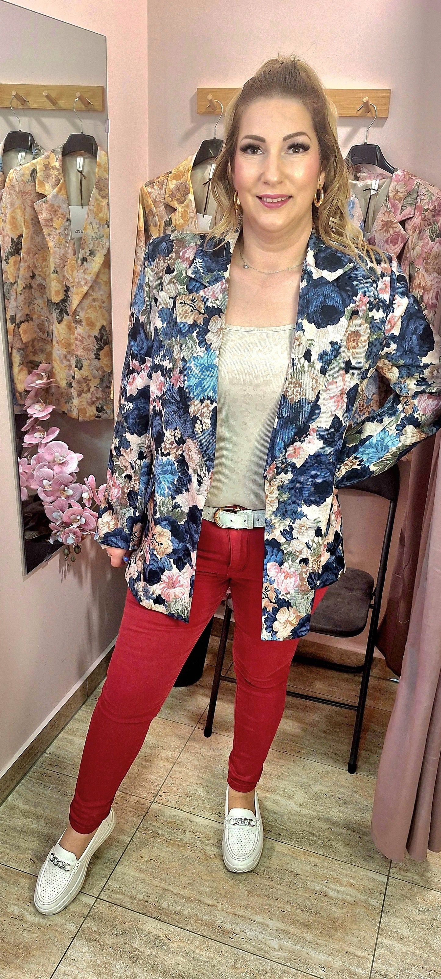 FLORA Virágos blézer (M-L-XL)