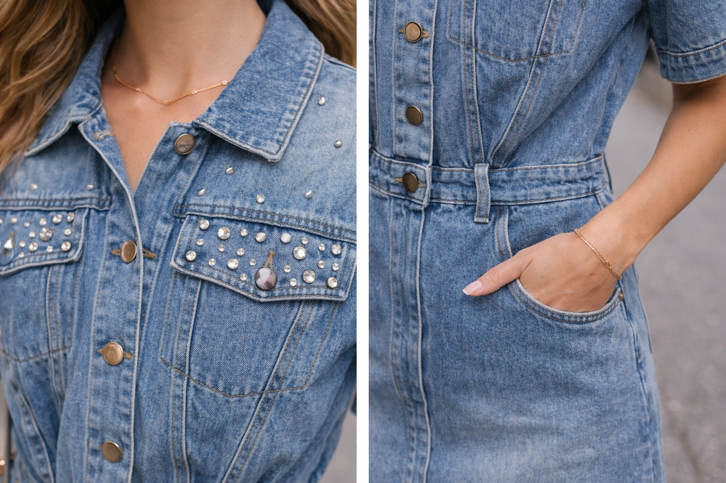 BELLA Denim köves farmer ruha