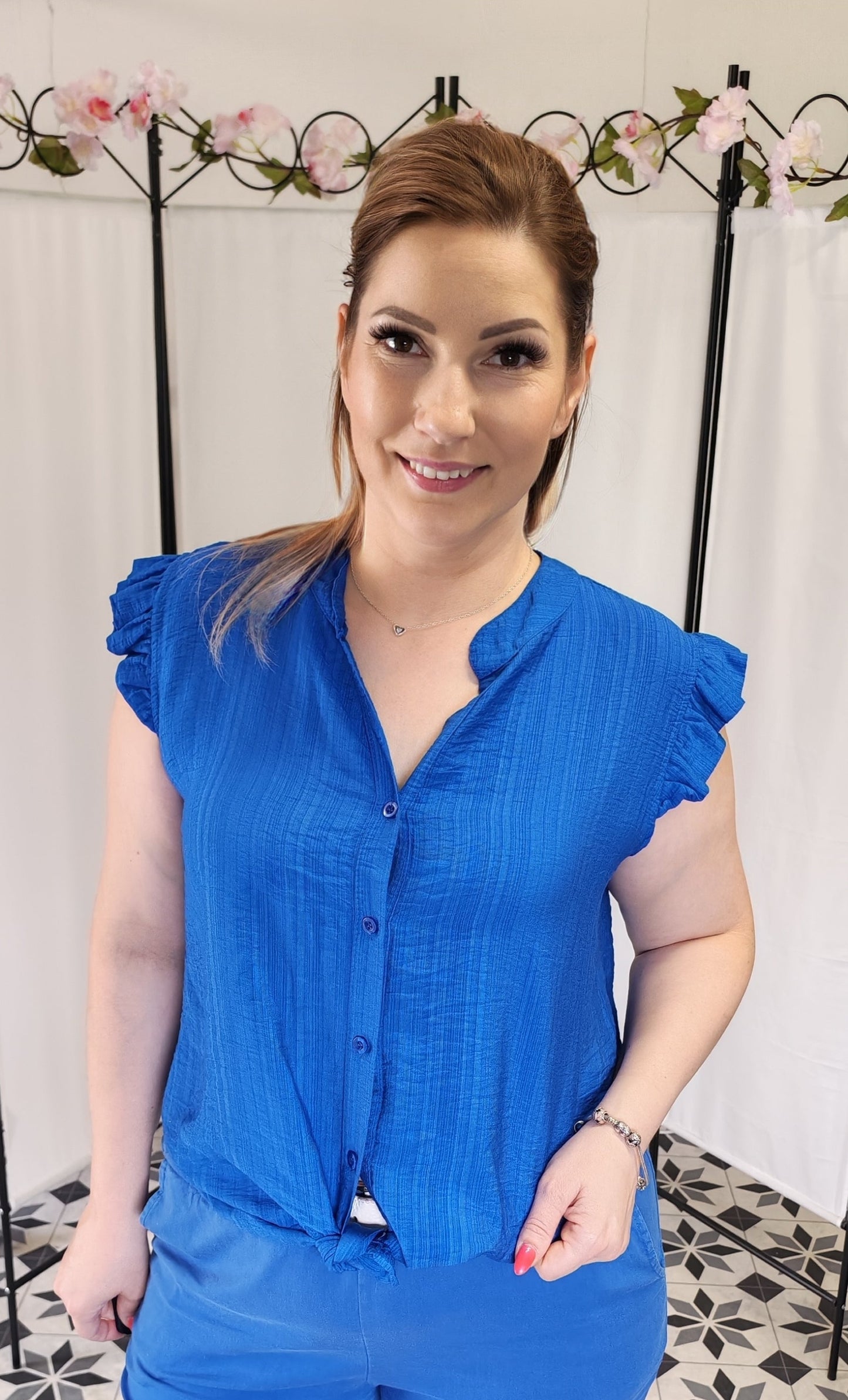 BELLA Breeze Fodros ujjú blúz