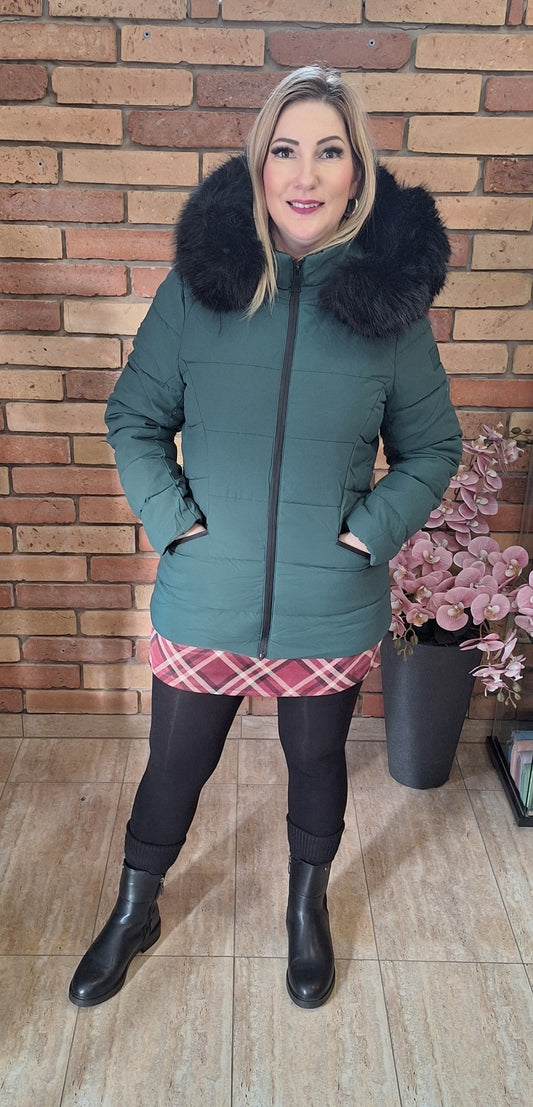 Zöld steppelt kabát