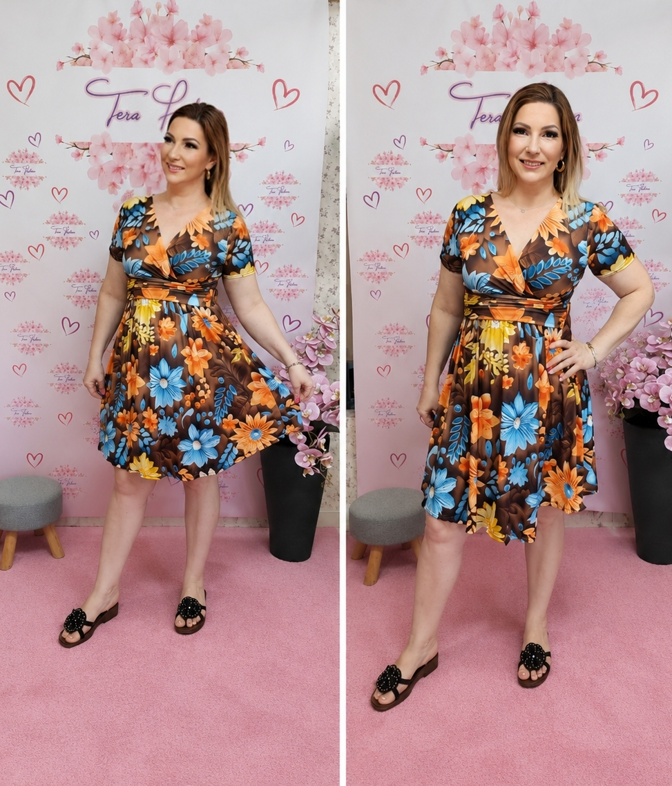 FLORAL jégselyem ruha