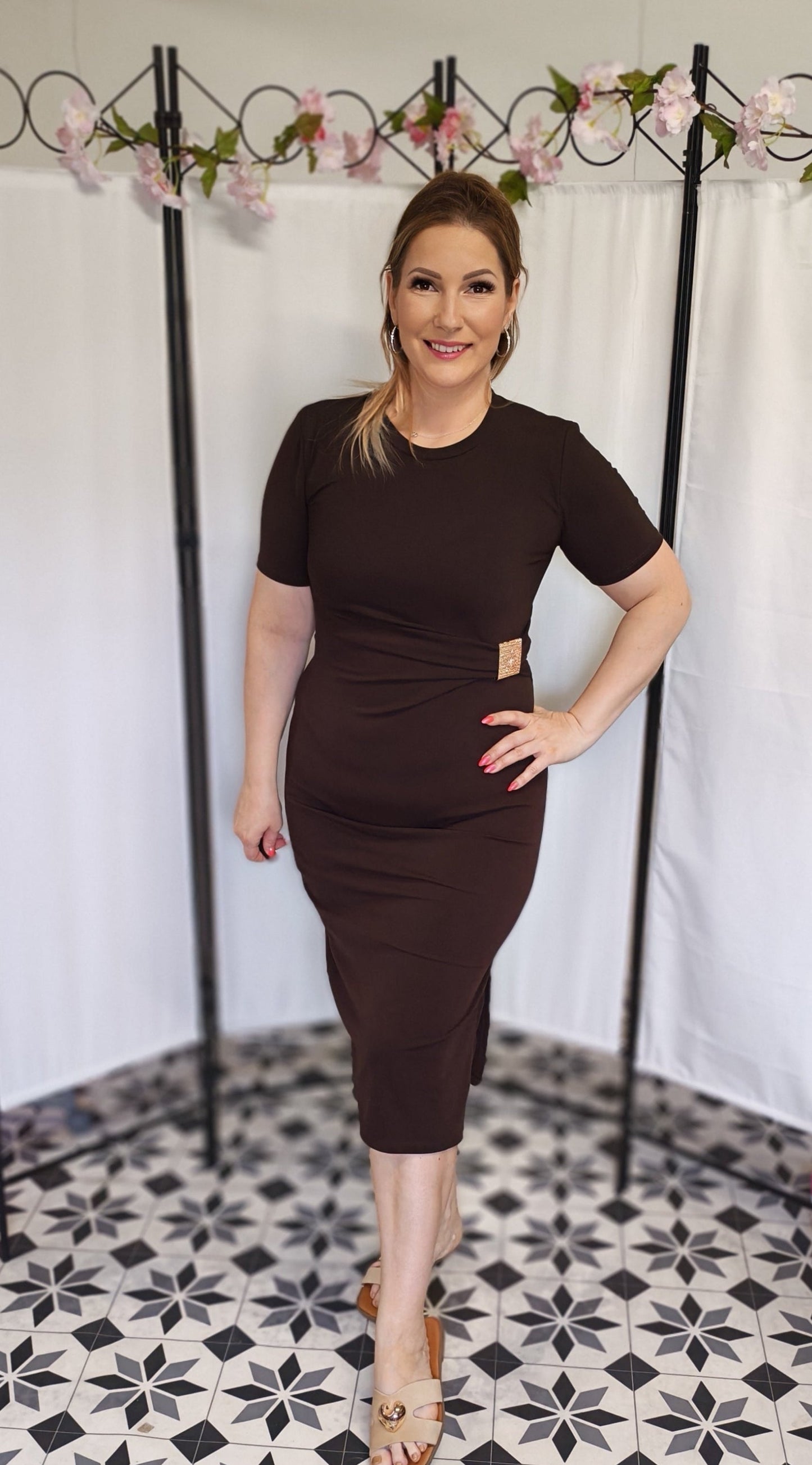 VELINA Bordázott ruha