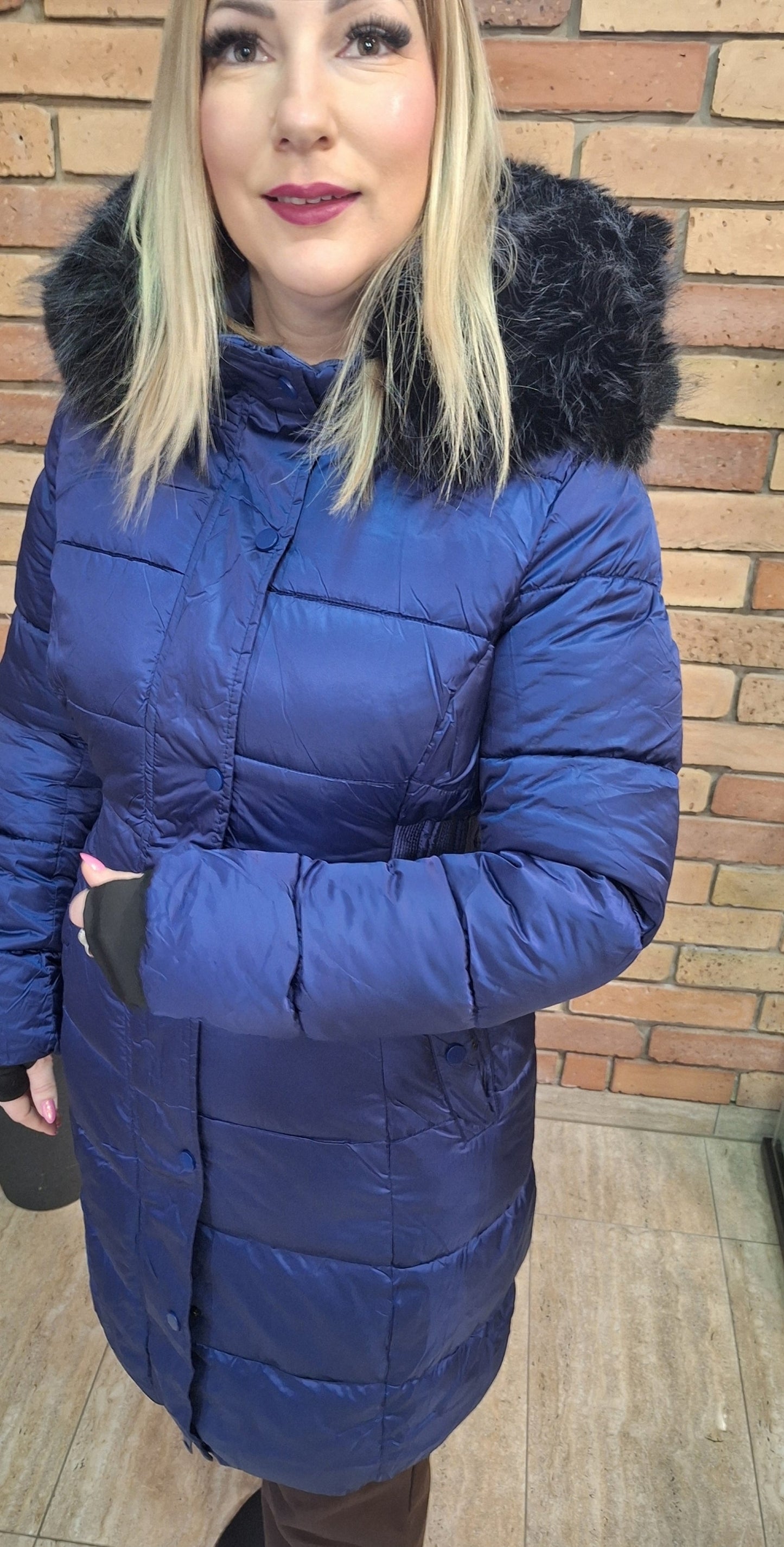 Metál Kék steppelt kabát