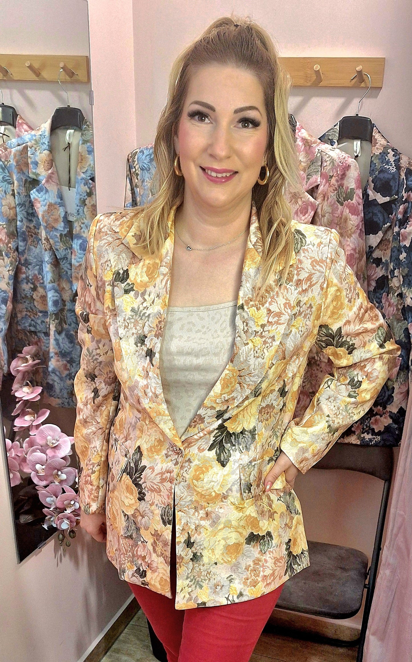 FLORA Virágos blézer (M-L-XL)