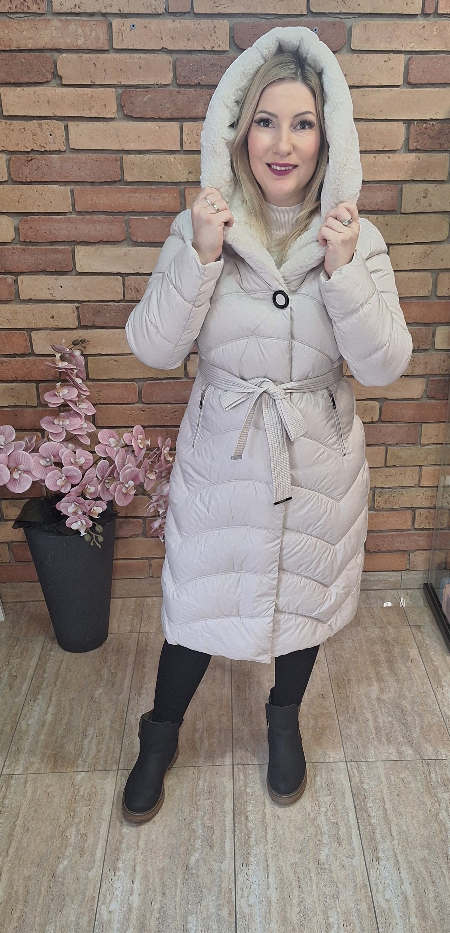 Szürkés-Fehér téli kabát