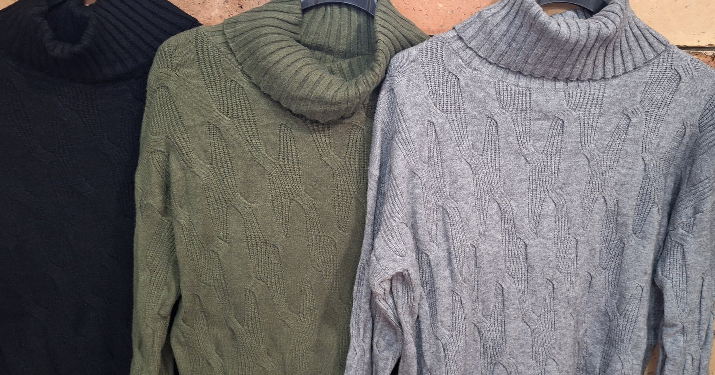 Kötött garbós pulóver S-Xl