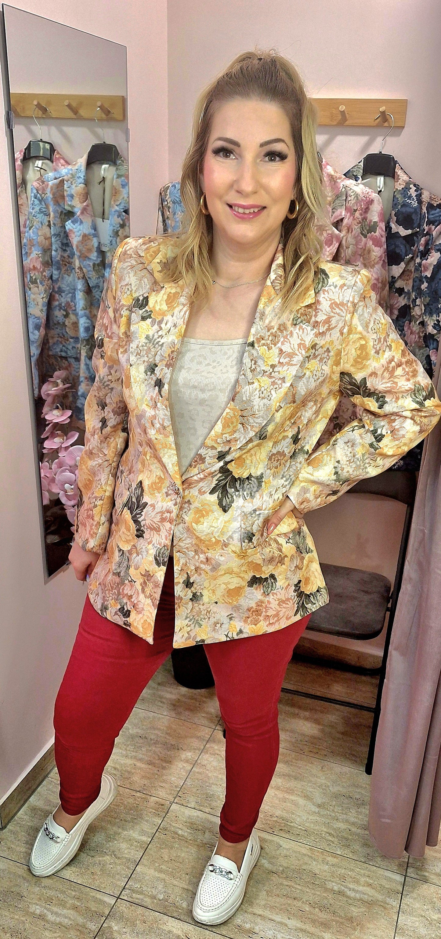 FLORA Virágos blézer (M-L-XL)